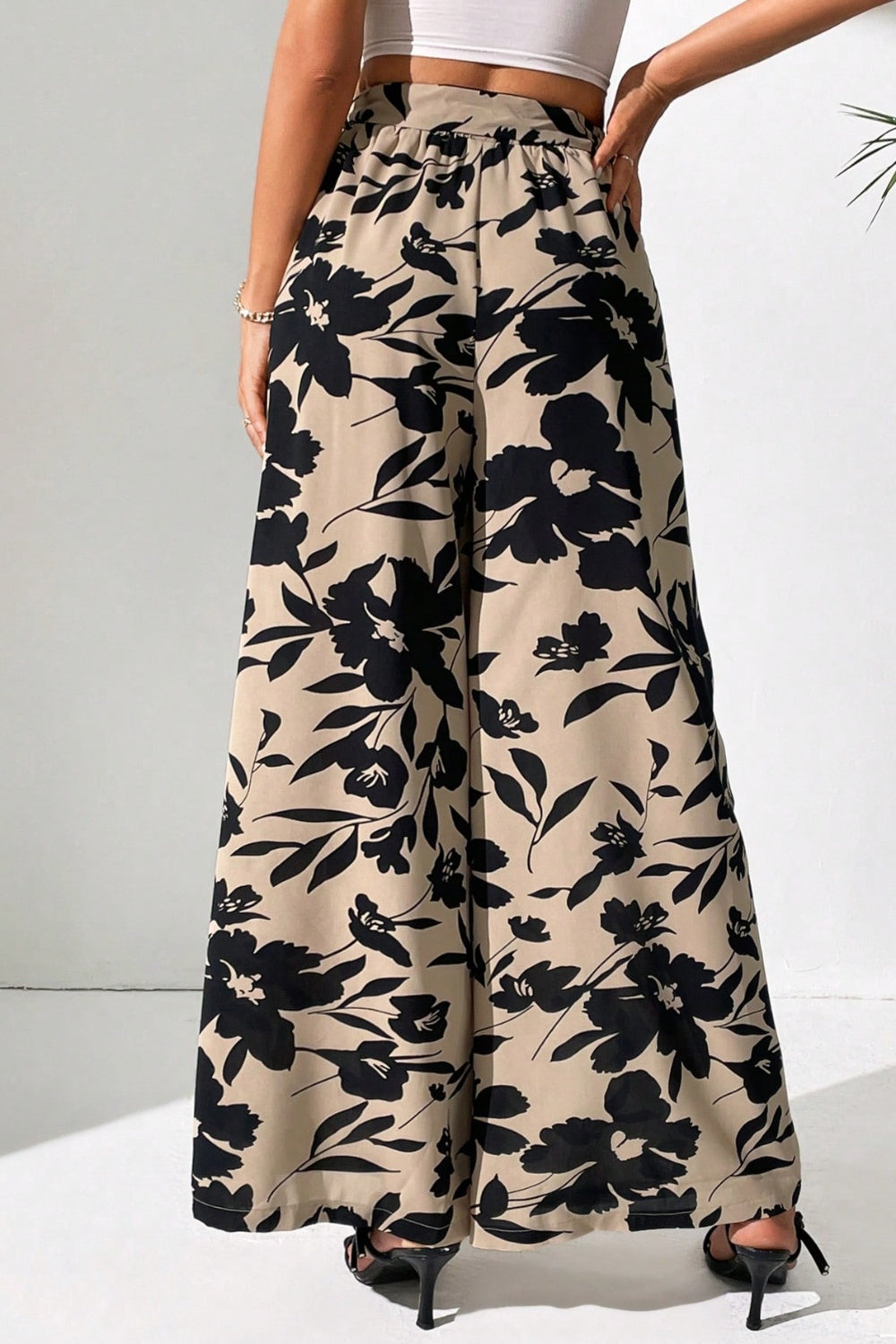 Printed Tied Wide Leg Pants