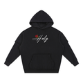 Holy Rose Snow Washed Raw Edge Double Layered Hoodie