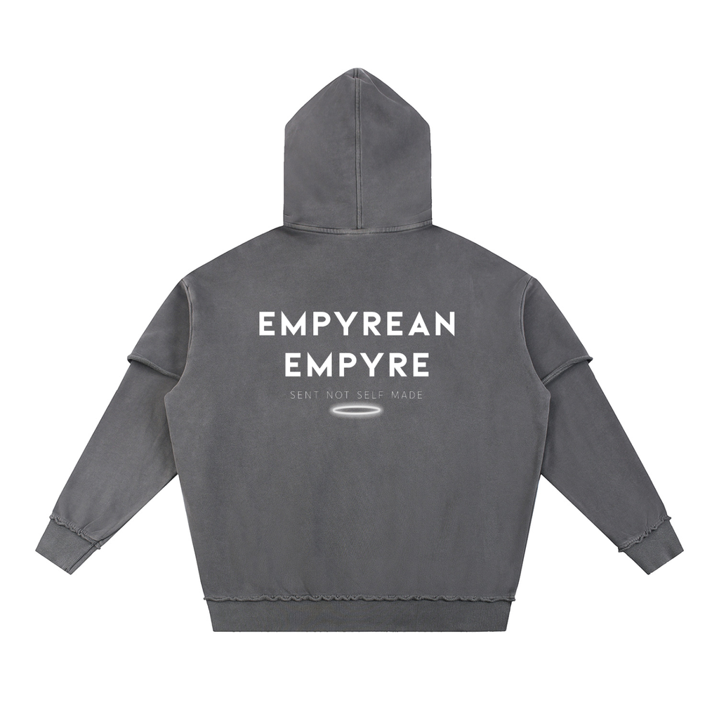 Holy Rose Snow Washed Raw Edge Double Layered Hoodie