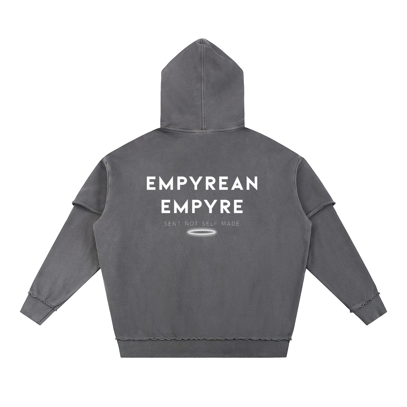 Holy Rose Snow Washed Raw Edge Double Layered Hoodie