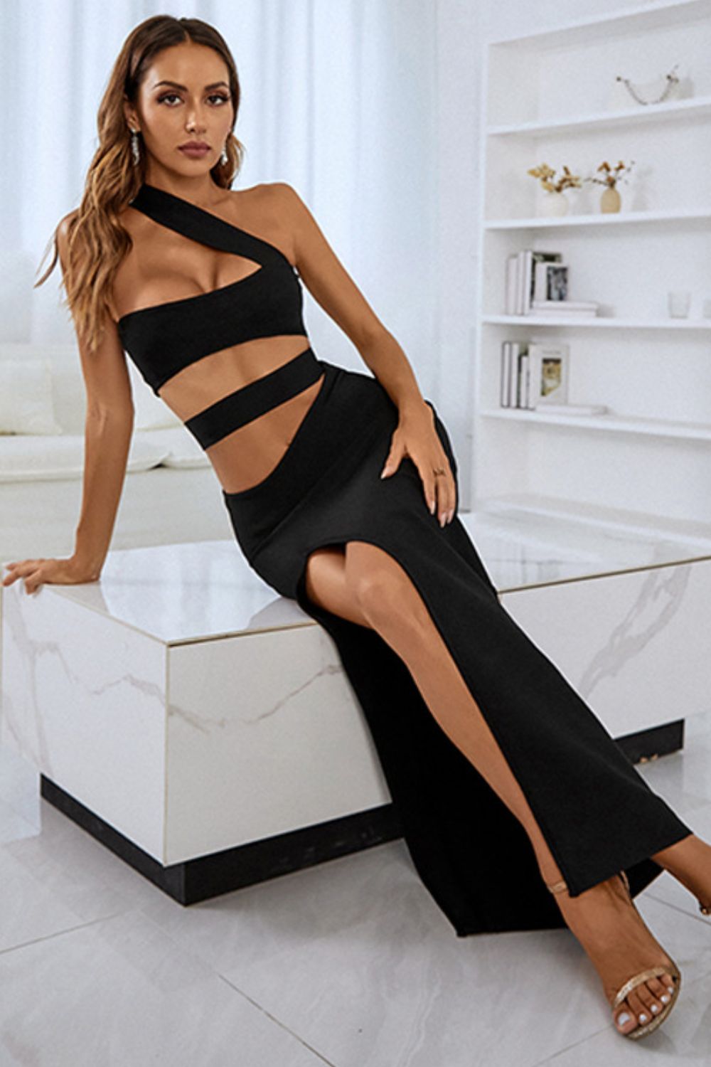 Noir Temptation Side Split Cutout Dress