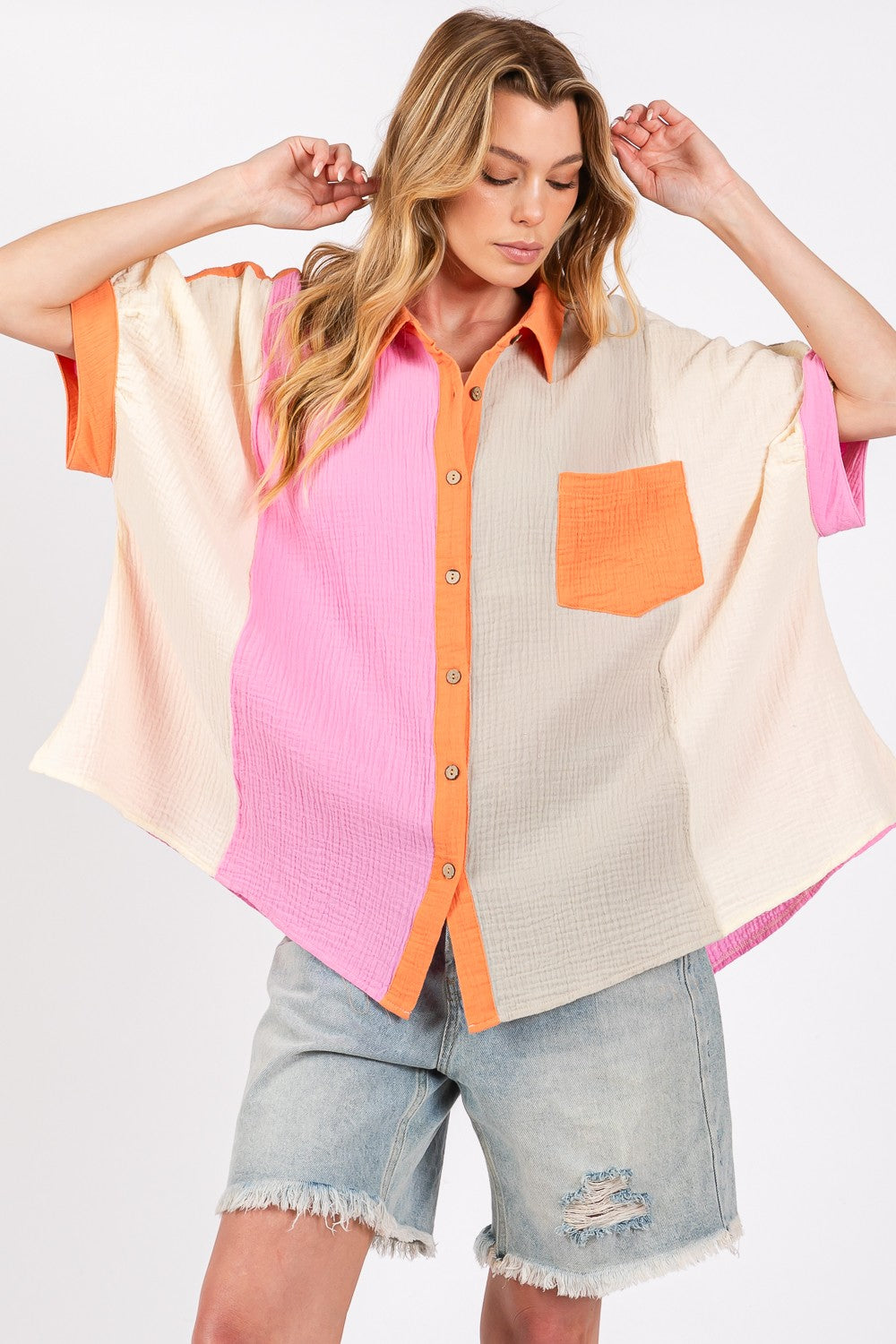 SAGE+FIG Color Block Button-Down Shirt