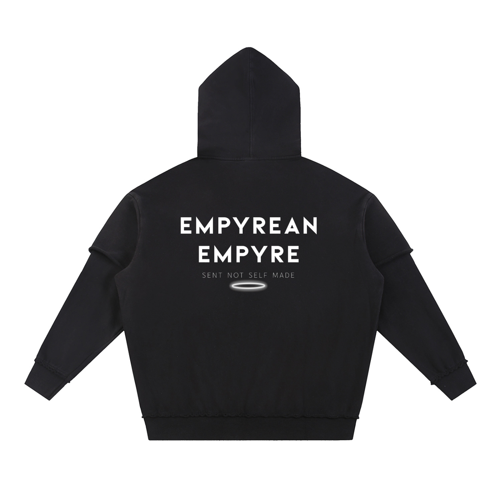 Holy Rose Snow Washed Raw Edge Double Layered Hoodie