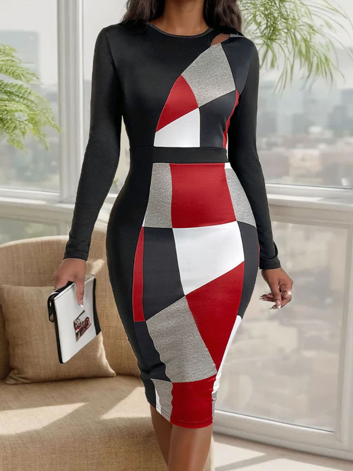 Chromatic Elegance Colorblock Dress