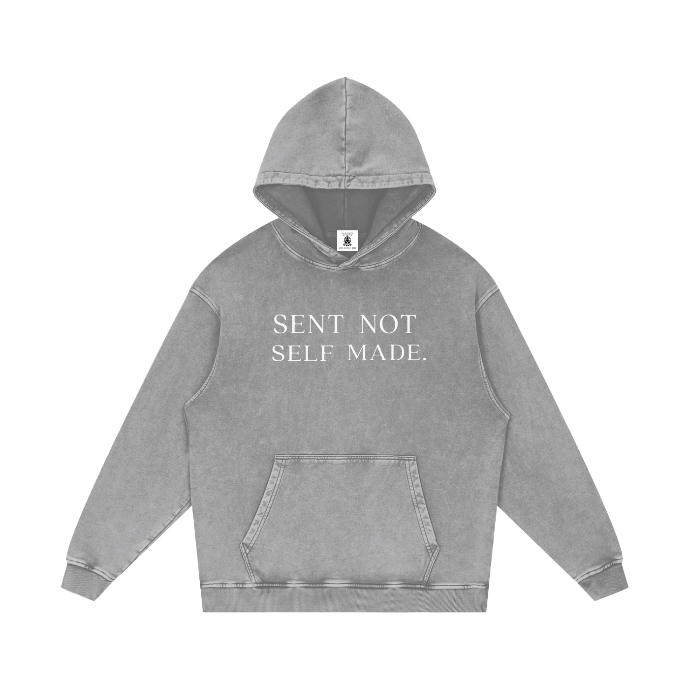 Sent Not Self Made Snow Washed Loose Cotton Hoodie