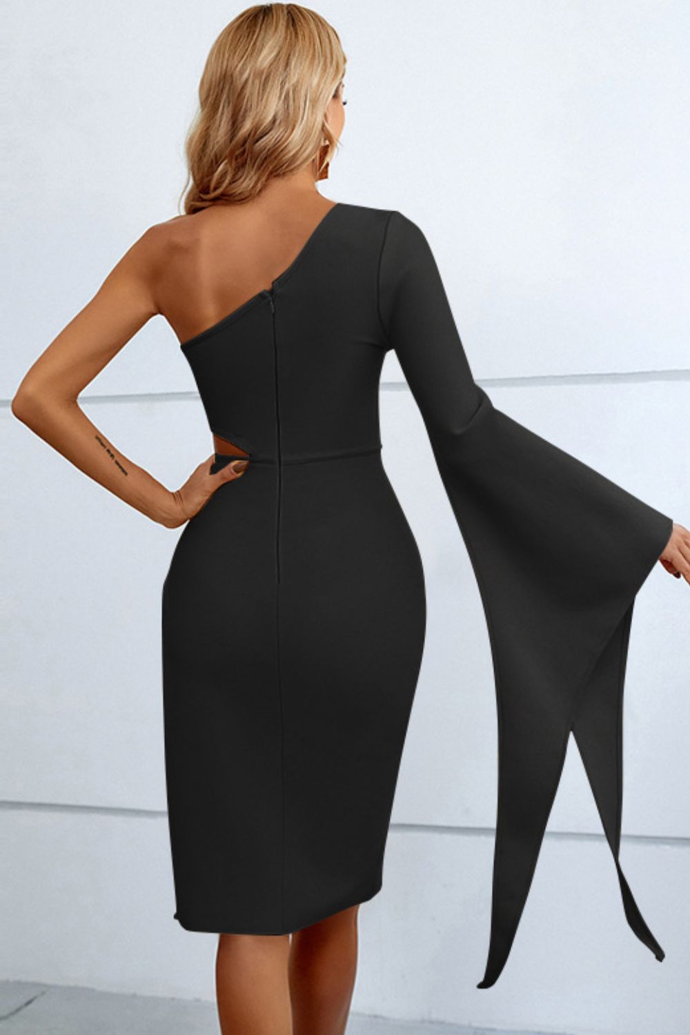 Sultry Elegance Cutout Split One-Shoulder Dress