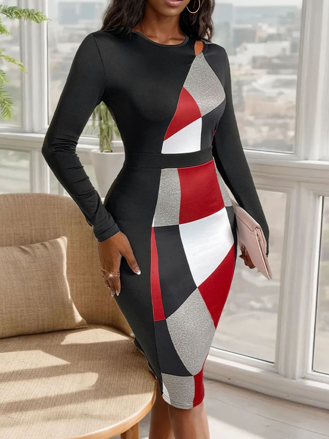 Chromatic Elegance Colorblock Dress