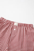 Red Gingham Printed High Waist Shorts