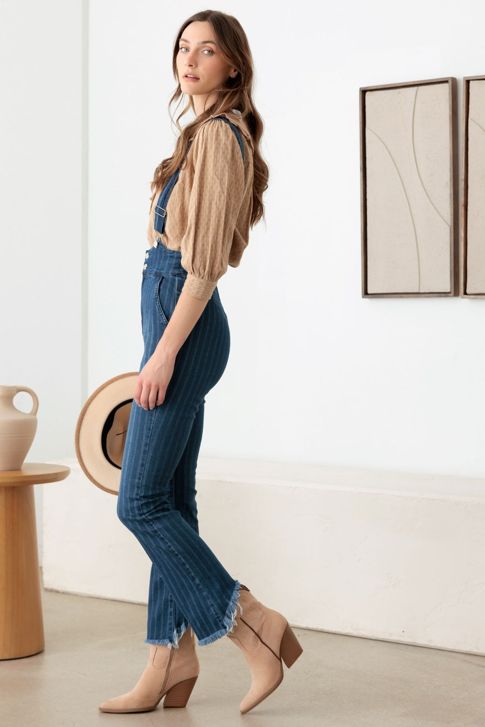 Litz La Striped Denim Overalls