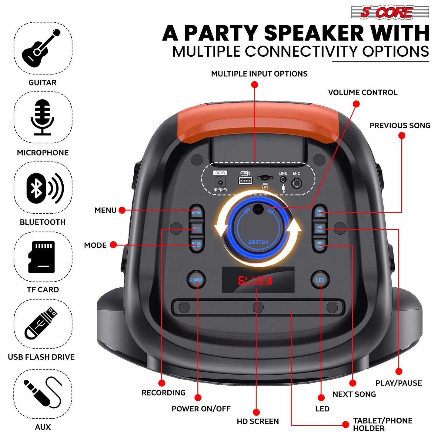 UltraBlast 12" Portable Party Speaker with Dual Mics