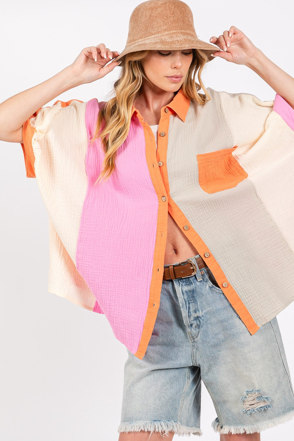 SAGE+FIG Color Block Button-Down Shirt