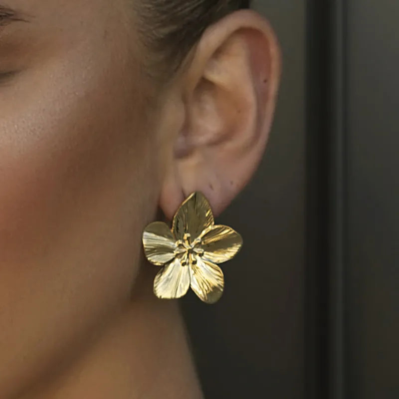 Golden Bloom Flower Studs