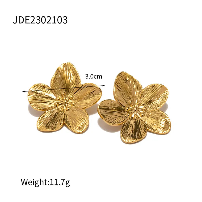 Golden Bloom Flower Studs