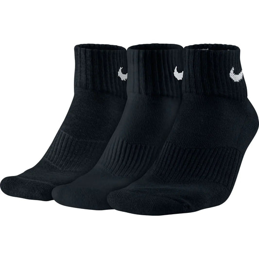 NIKE Performance Cushion Quarter Training Socks (3 Pairs) Black/White X-Large