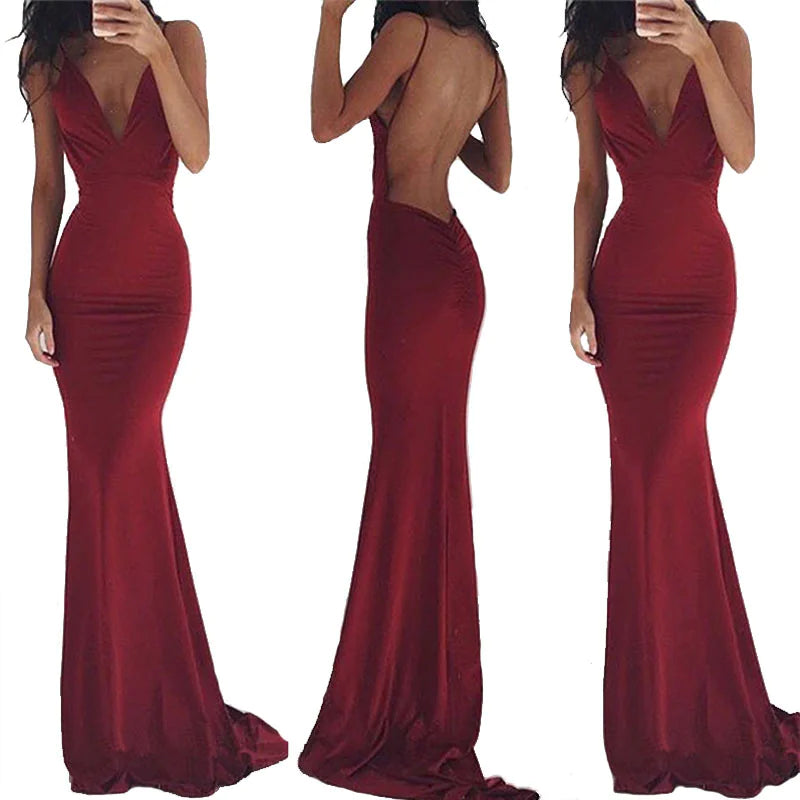 Elegant Backless Flow Maxi Dress