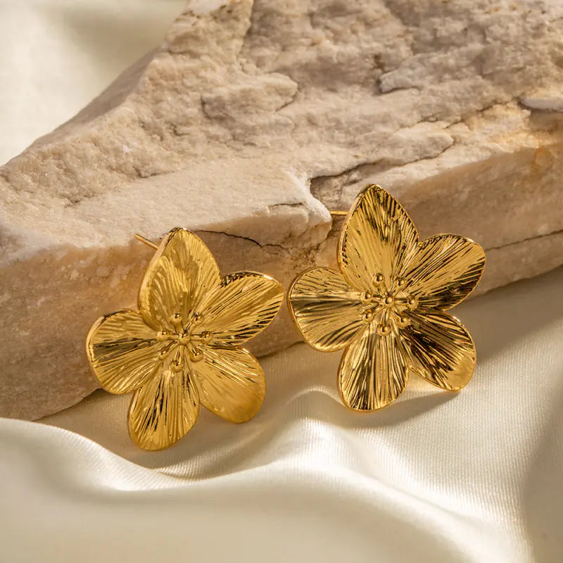 Golden Bloom Flower Studs