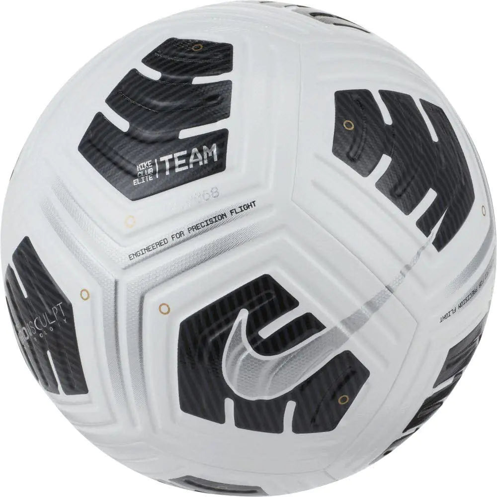 NIKE CU8053-100 Club Elite Team Recreational Soccer Ball Unisex Adult White/Black/Metallic Silver Size 5