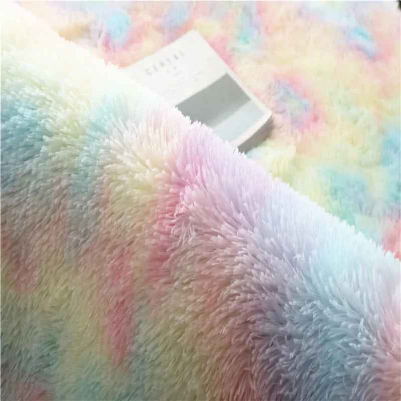 Cozy Rainbow Plush Mat