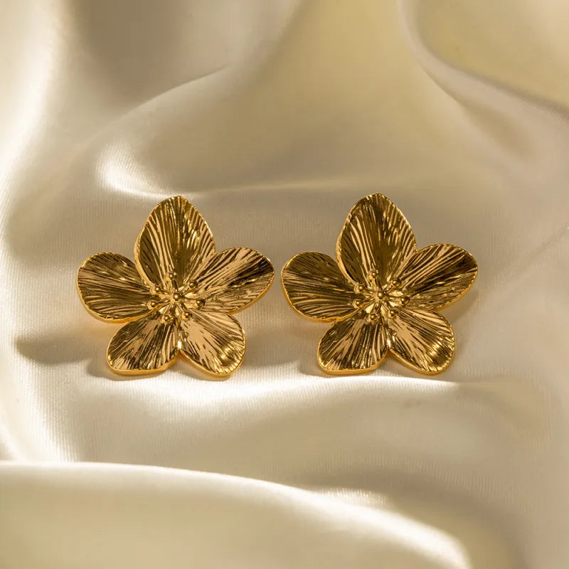 Golden Bloom Flower Studs