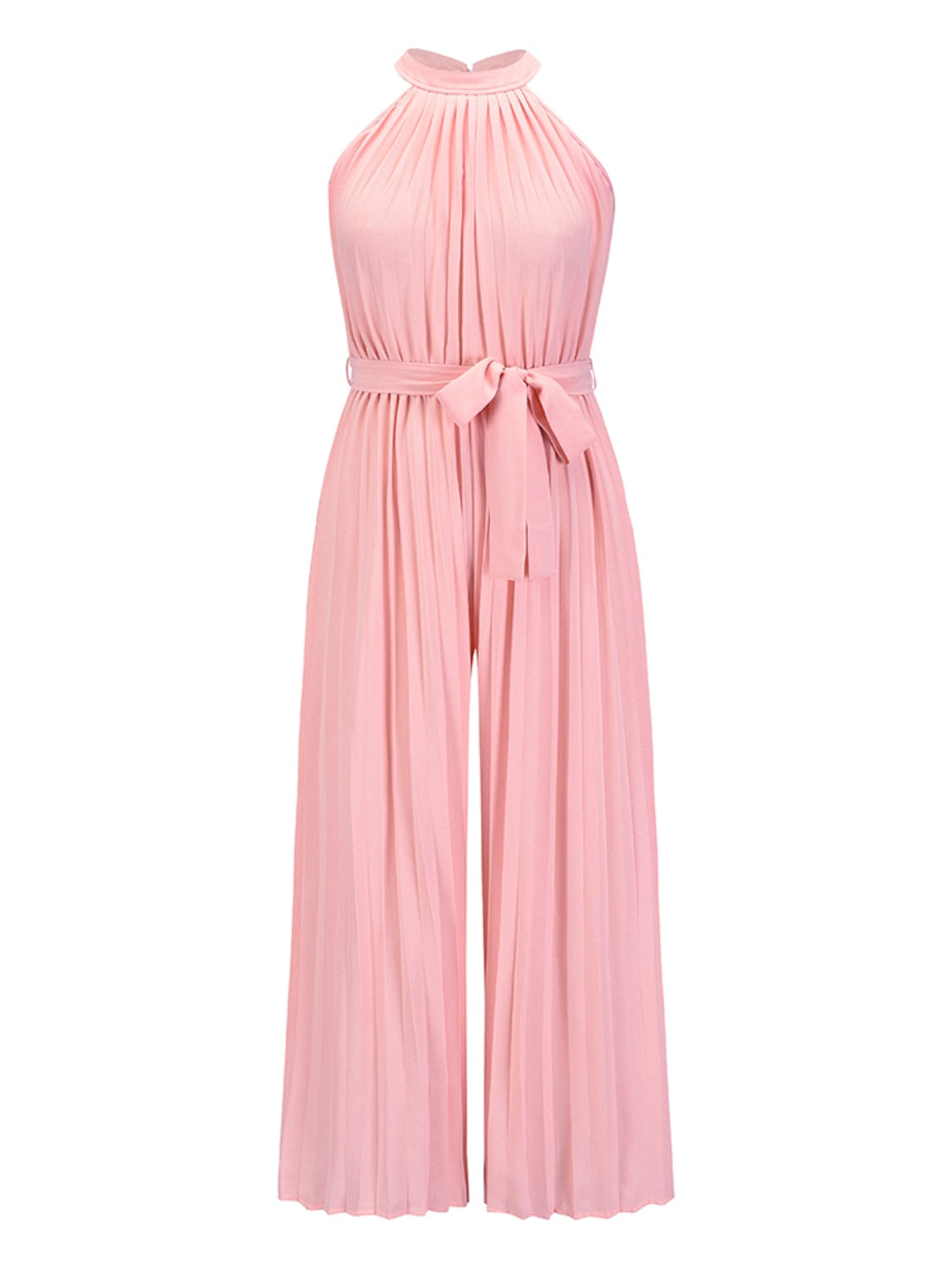 Elegant Pleat Jumpsuit in Blush