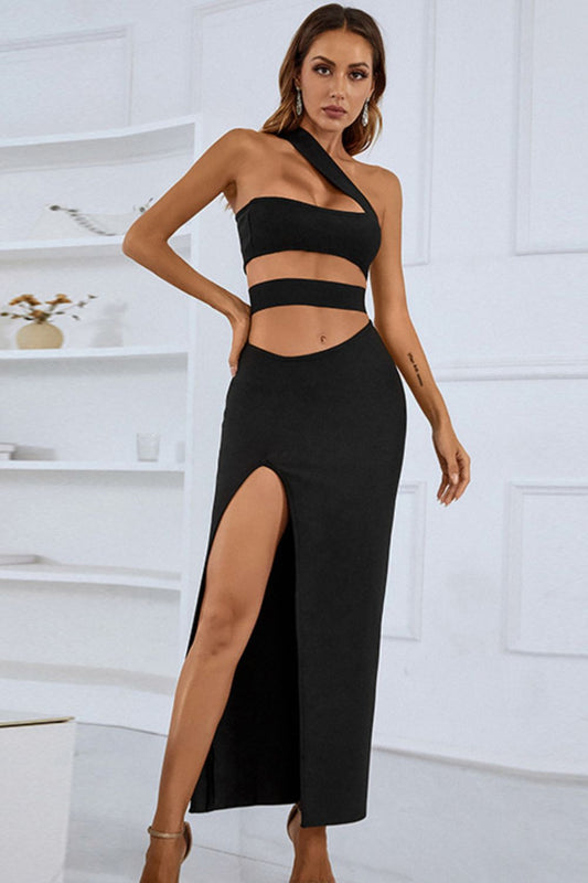 Noir Temptation Side Split Cutout Dress