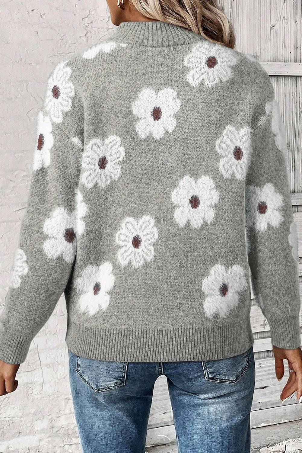 Blossom Breeze Zip-Up Sweater