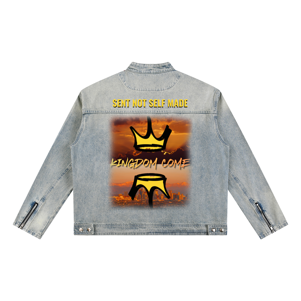 The King's Arrival Vintage Wash Zip Denim Jacket