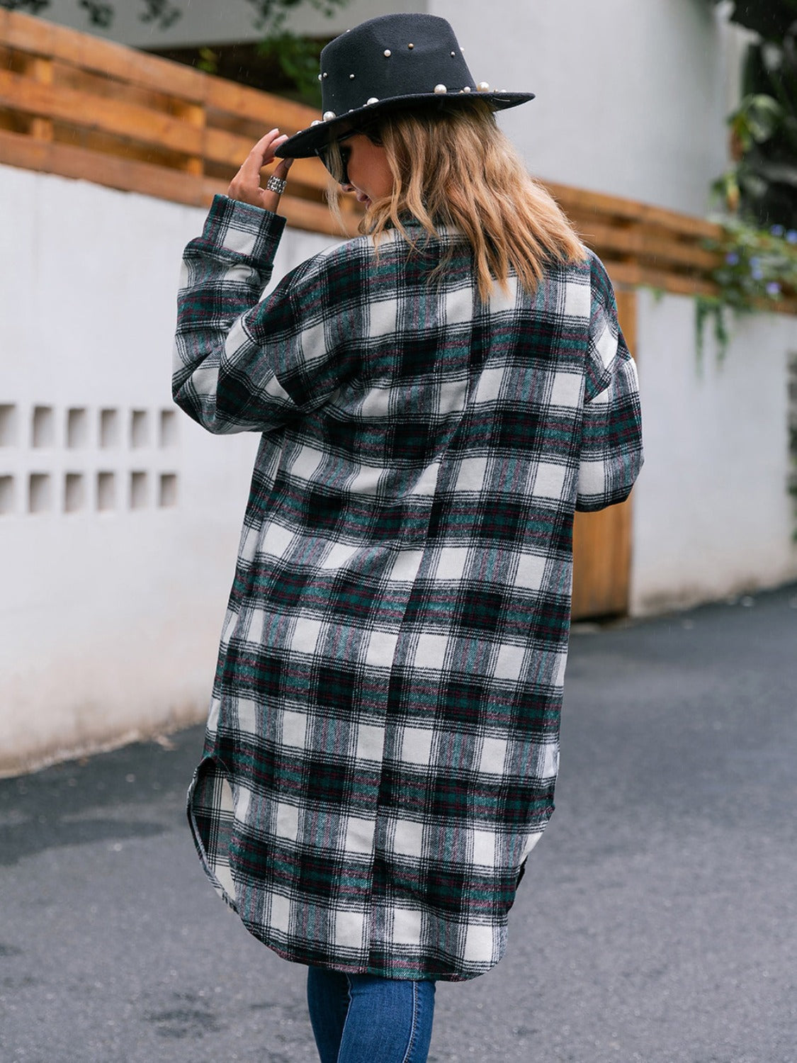 Plaid Button Up Long Sleeve Shacket