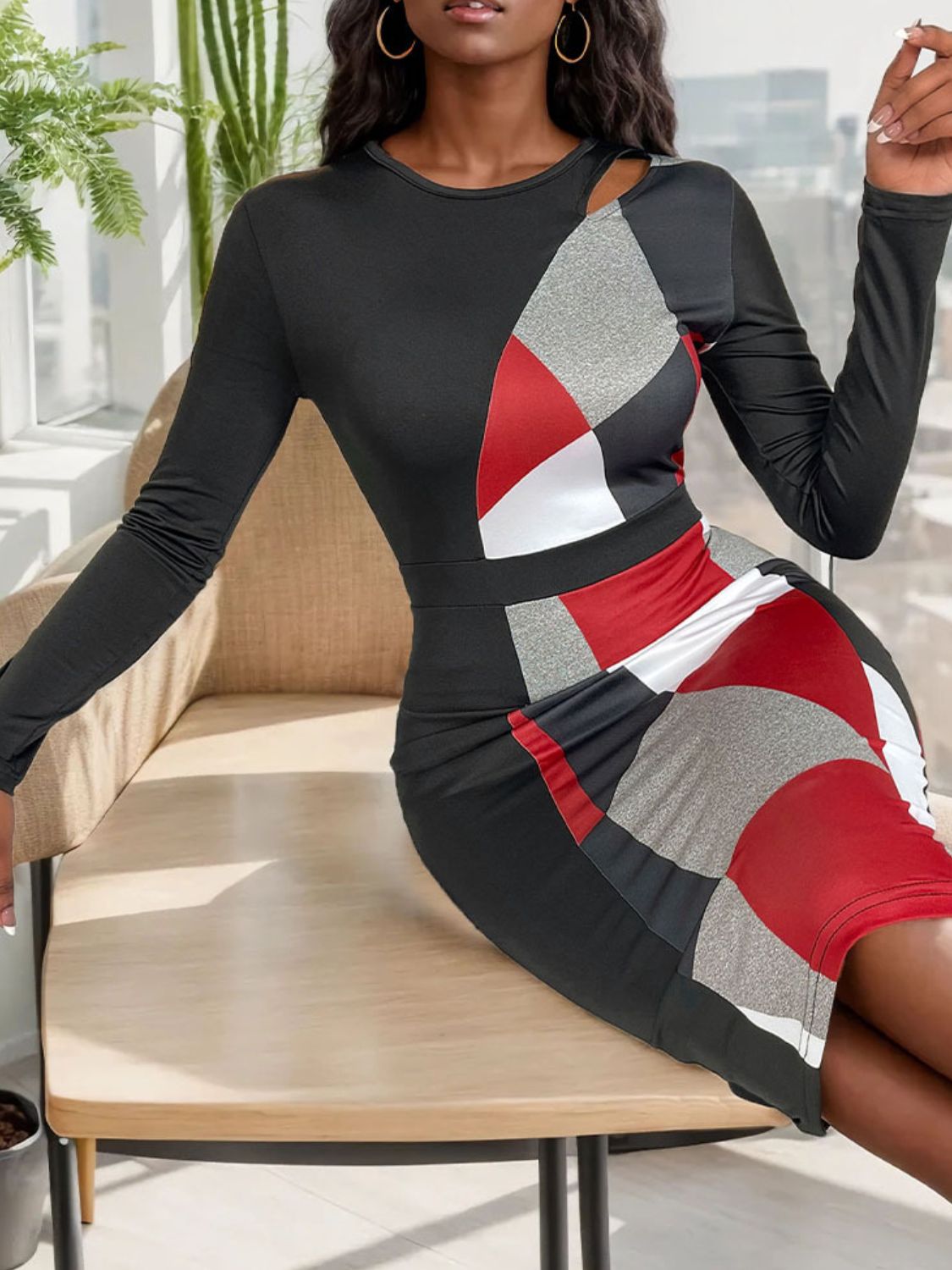 Chromatic Elegance Colorblock Dress