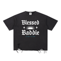 Blessed Baddie Snow Wash Raw-Hem Tee