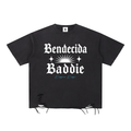 Bendecida Baddie Snow Wash Raw-Hem Tee
