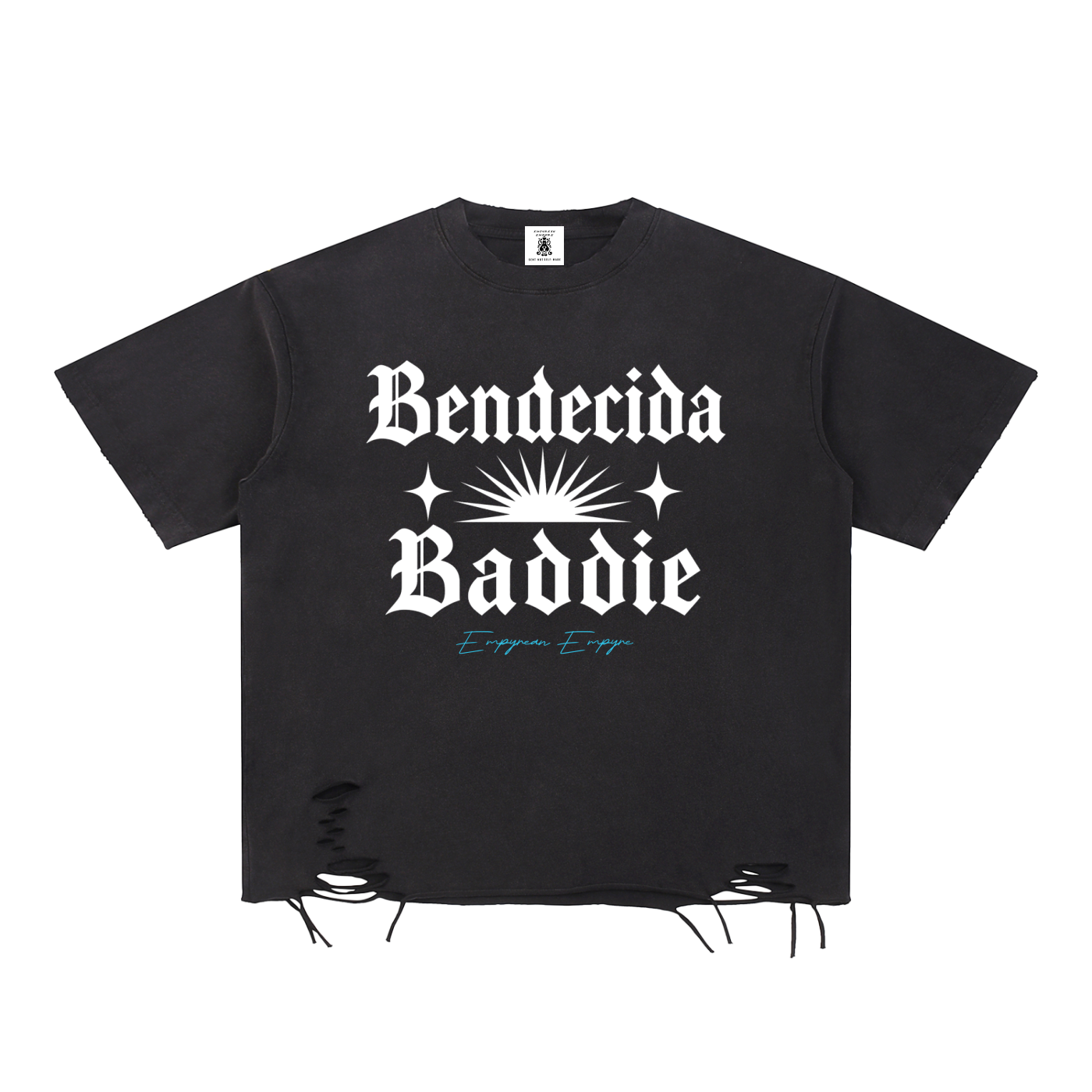 Bendecida Baddie Snow Wash Raw-Hem Tee