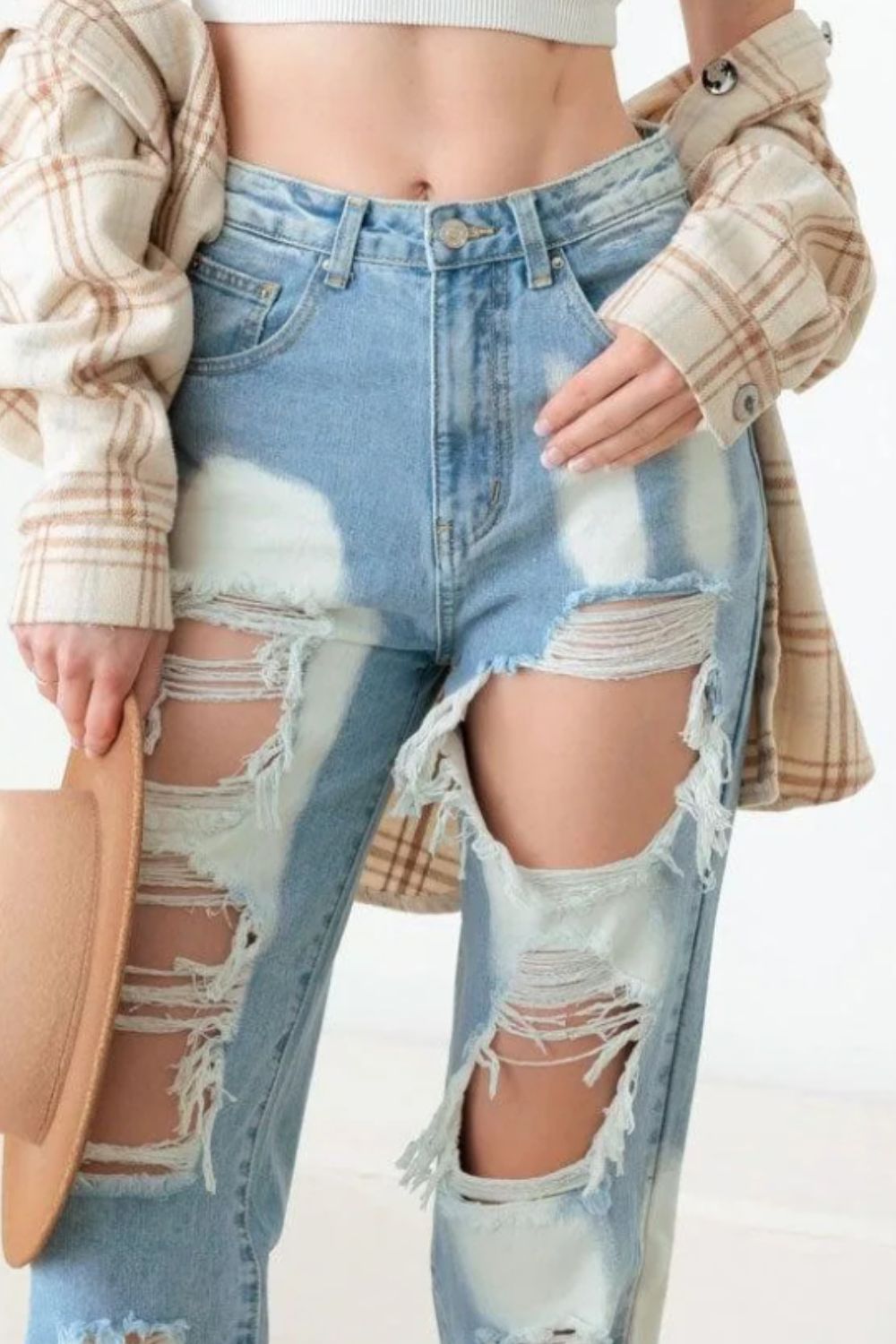 Litz La Frayed Cut Distressed Jeans