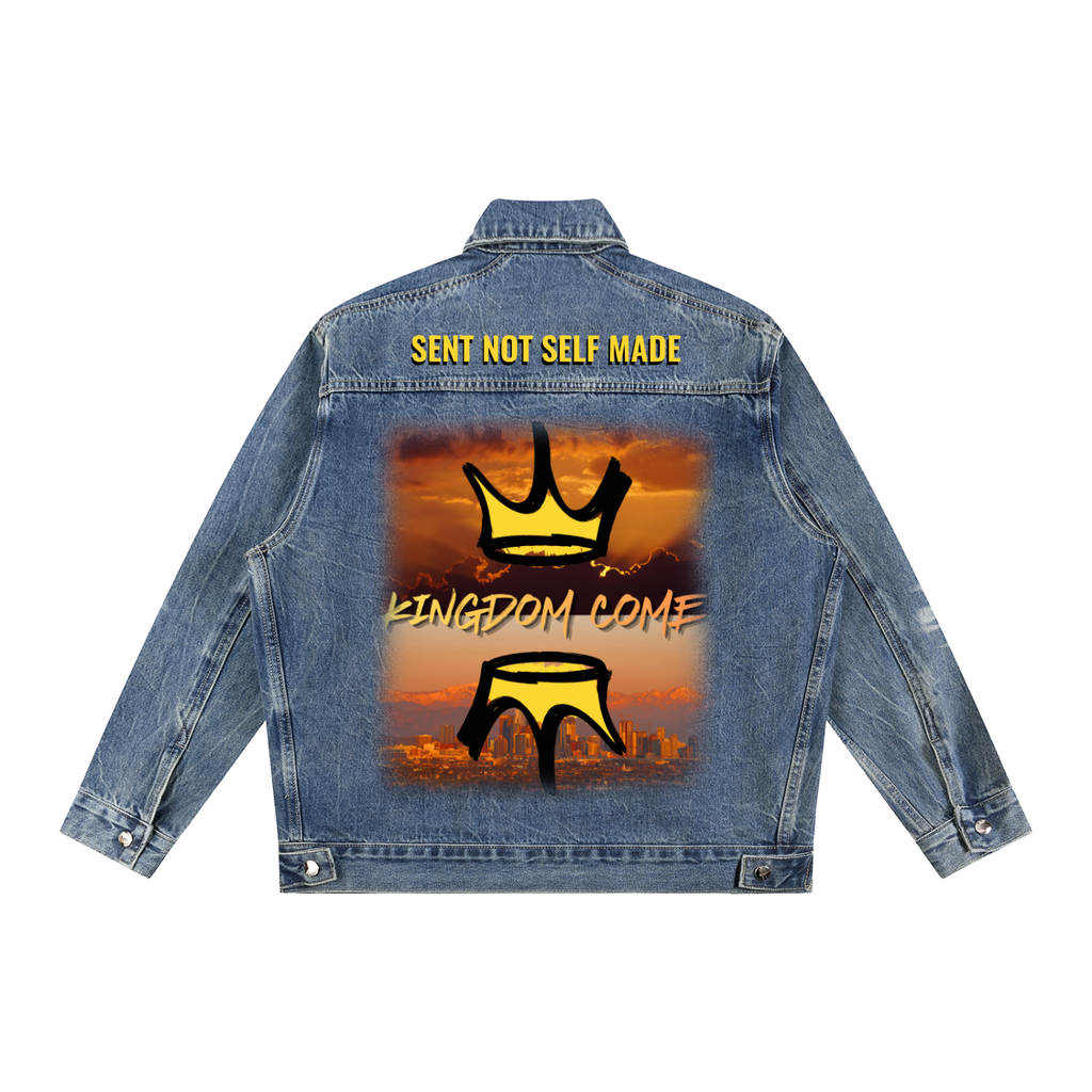 The King's Arrival Vintage Wash Zip Up Denim Jacket