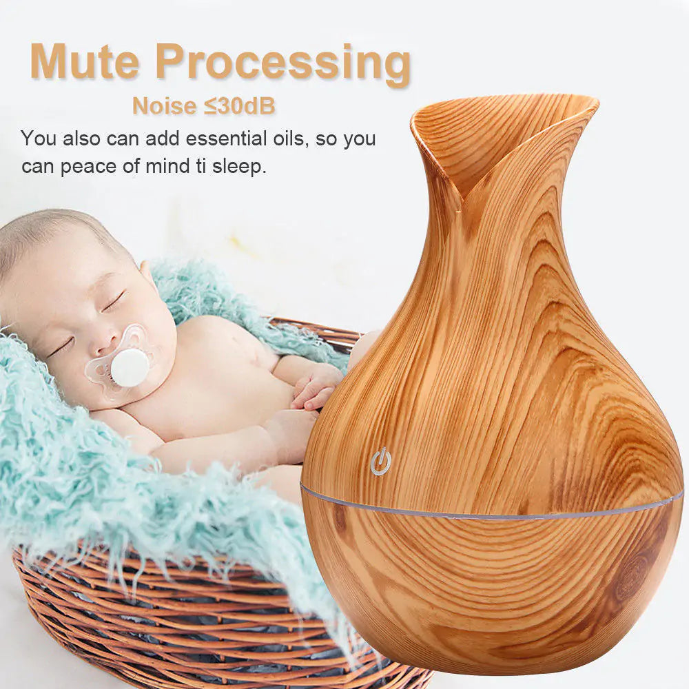 Serenity Wood Vase Light Humidifier