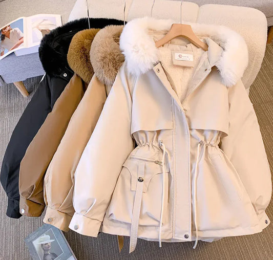 Plush Plus-Size Korean Fashion Coat