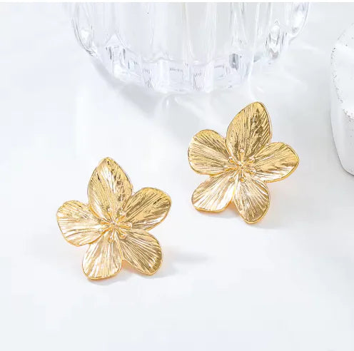 Golden Bloom Flower Studs