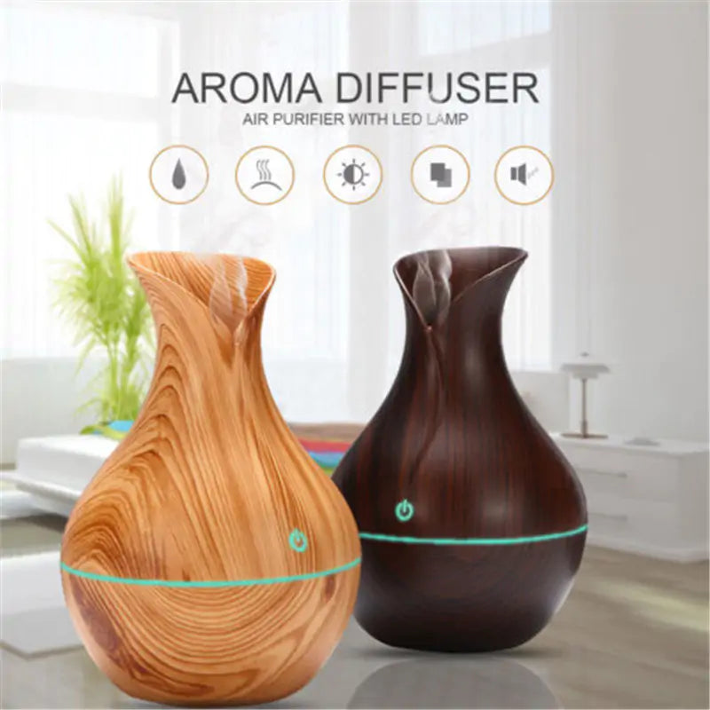 Serenity Wood Vase Light Humidifier